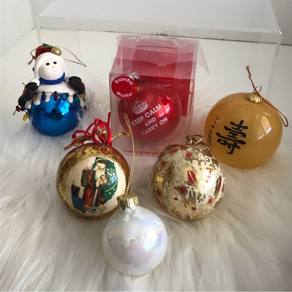 Lot Of 6 Christmas Tree Ornaments - Vintage